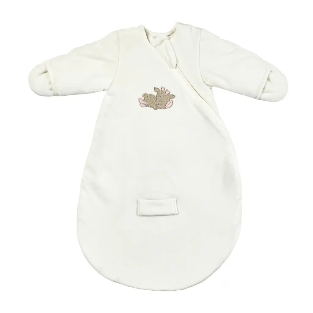 NATTOU Gigoteuse bébé 60 cm – Gigoteuse en velours blanc avec manches et moufles – TOG 2,5