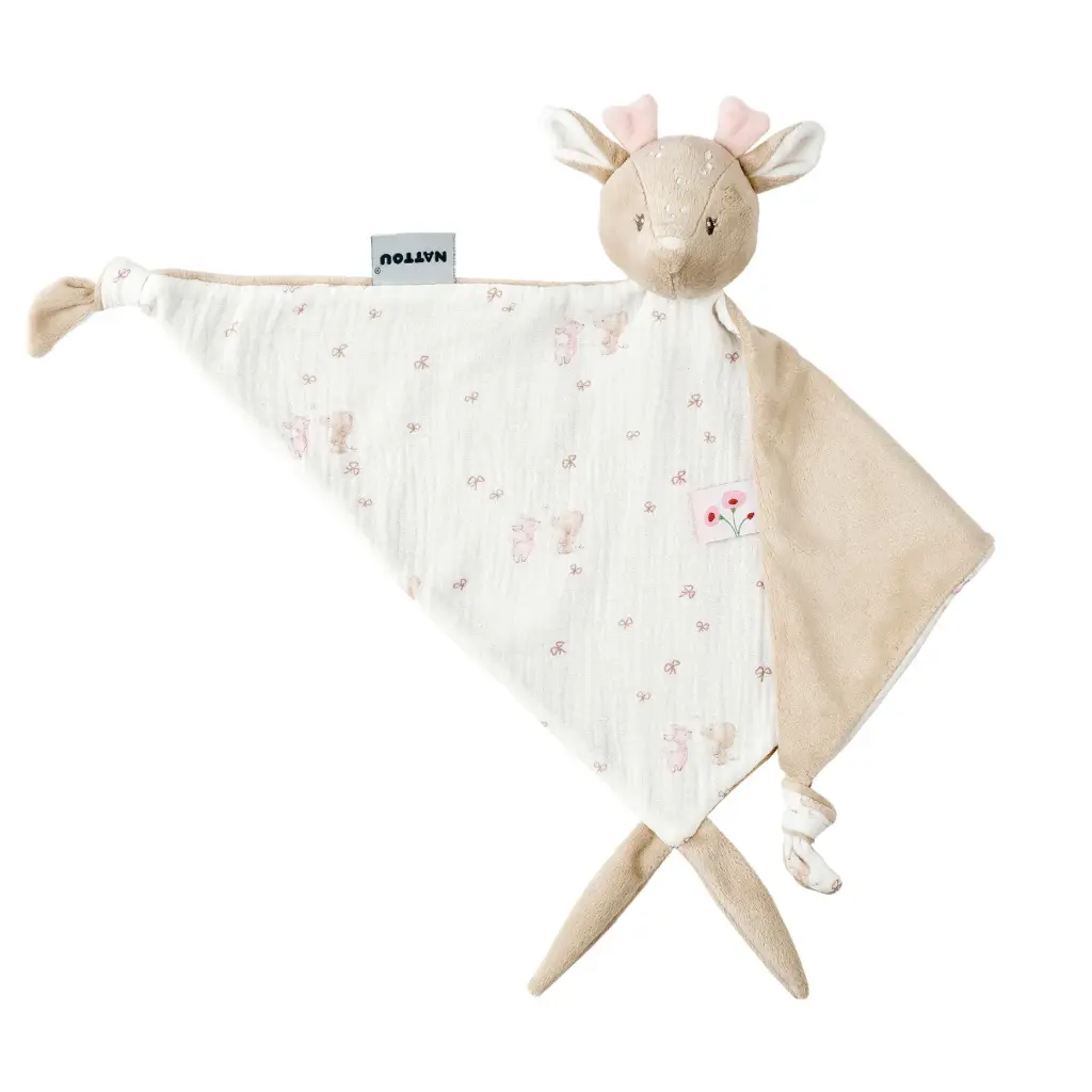 NATTOU FanFan Doudou Bébé - 65 x 40 cm - Doudou cerf - Rose