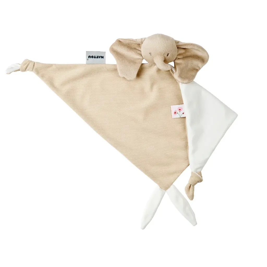 FanFan Doudou Bébé - 65 x 40 cm - Doudou Eléphant - Sable