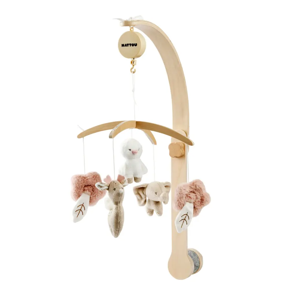 NATTOU FanFan Mobile musical bébé – Mobile en bois pour lit