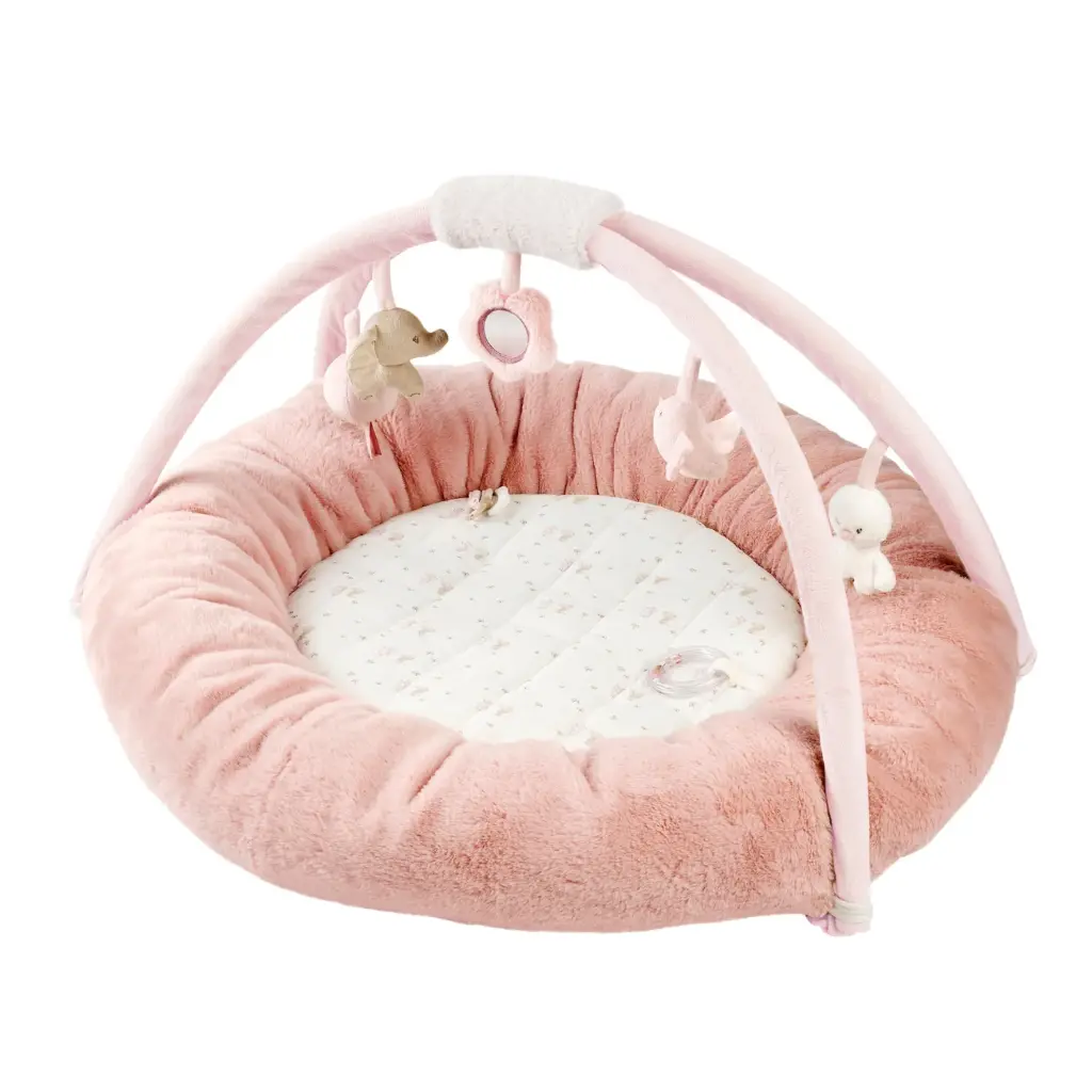 FanFan Tapis de jeu bébé avec arches – 90 cm – Tapis d’éveil bébé – Bords matelassés
