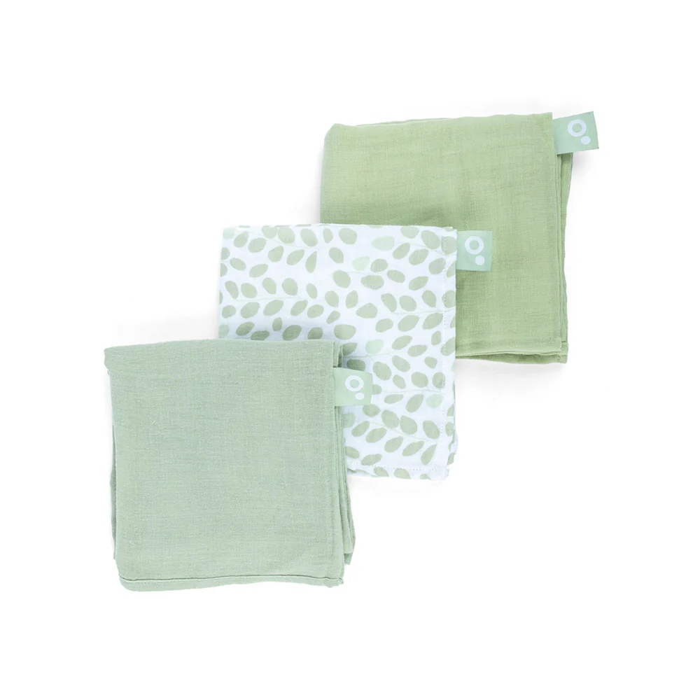 Lovely - Set de 3 Langes en Gaze de Coton - vert