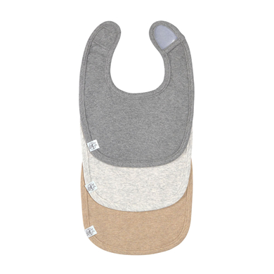 Lot de 3 bavoirs naissance GOTS, gris foncé gris clair nature mélange