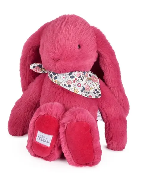 DOUDOU&COMPAGNIE Lapin fleurette- fushia - 35cm