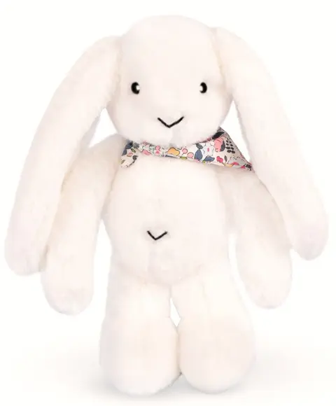 DOUDOU&COMPAGNIE Peluche lapin Blanc 35 cm - Lapin Fleurette