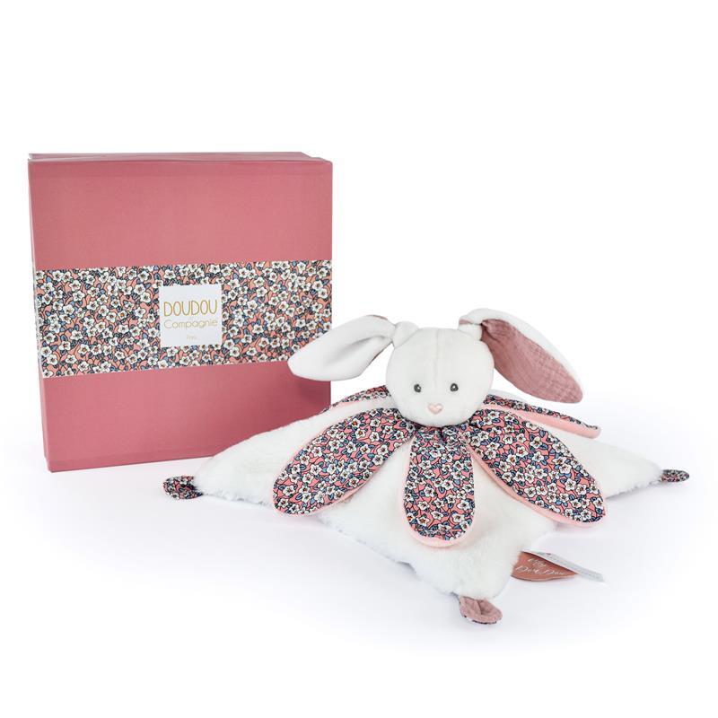 DOUDOU&COMPAGNIE Doudou LAPIN blanc avec pétales - BOH'AIME -