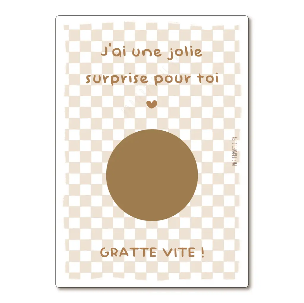 PAPIER POETIC Carte à gratter “Damier” (Veux-tu être mon parrain?)