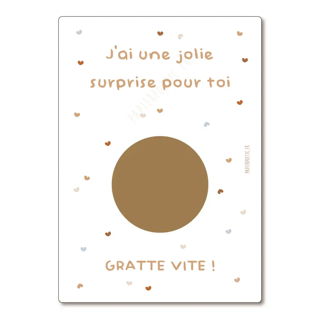 PAPIER POETIC Carte à gratter “Cœurs multico” (Veux-tu être mon parrain?)