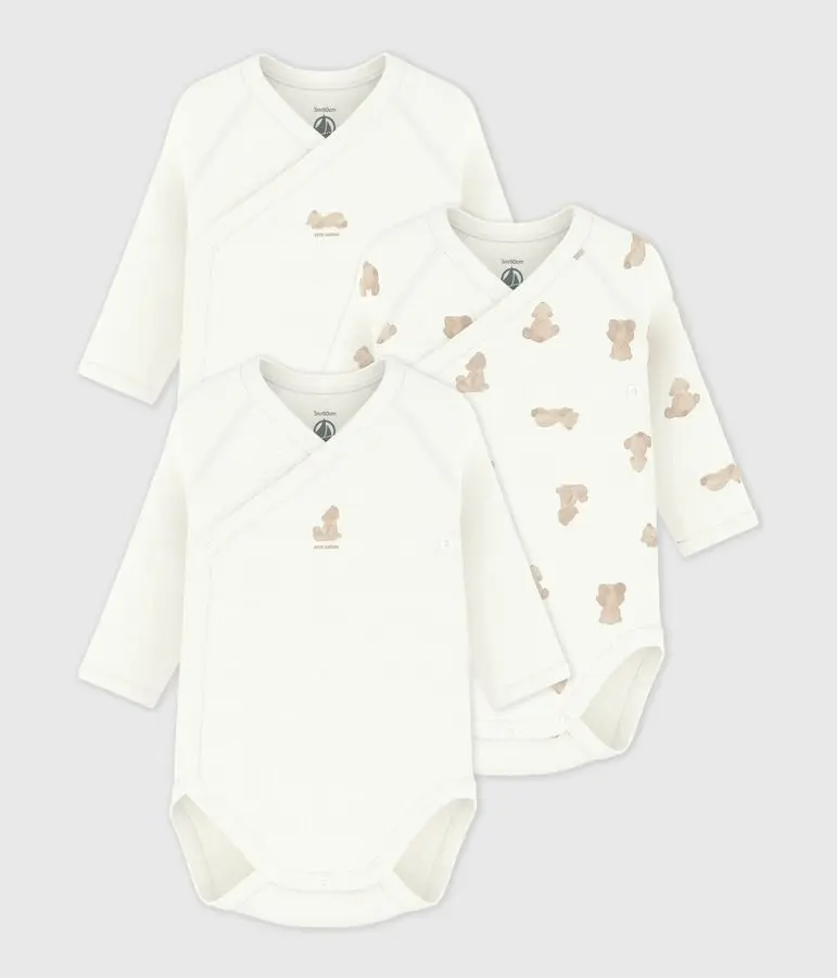 PETIT BATEAU lot de 3 bodies longues manches
