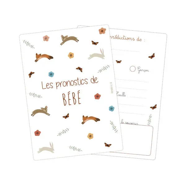 PAPIER POETIC Lot 6 cartes pronostics bébé