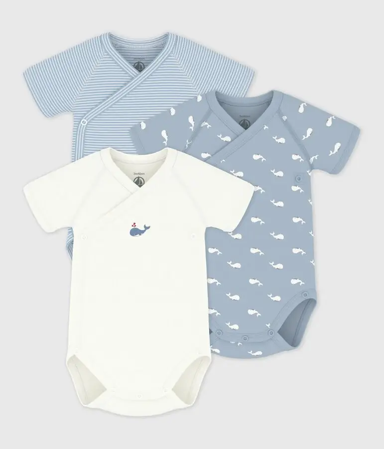 PETIT BATEAU lot de 3 bodies manches courtes (1 mois)