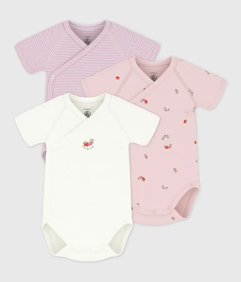 PETIT BATEAU lot de 3 bodies manches courtes (1 mois)