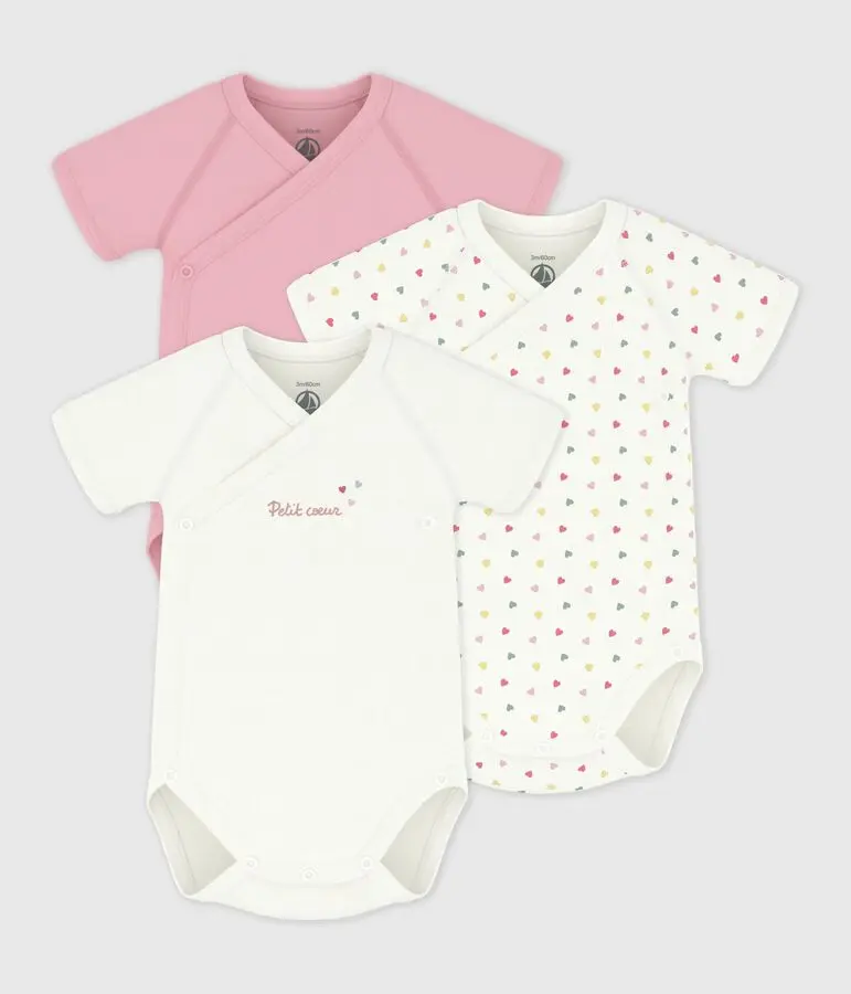 PETIT BATEAU lot de 3 bodies manches courtes (1 mois)