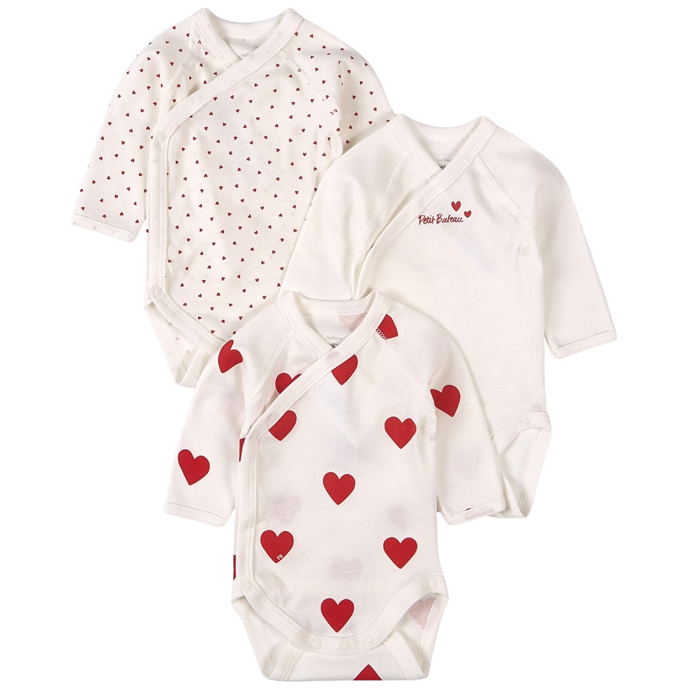 PETIT BATEAU lot de 3 bodies manches longues (1 mois)