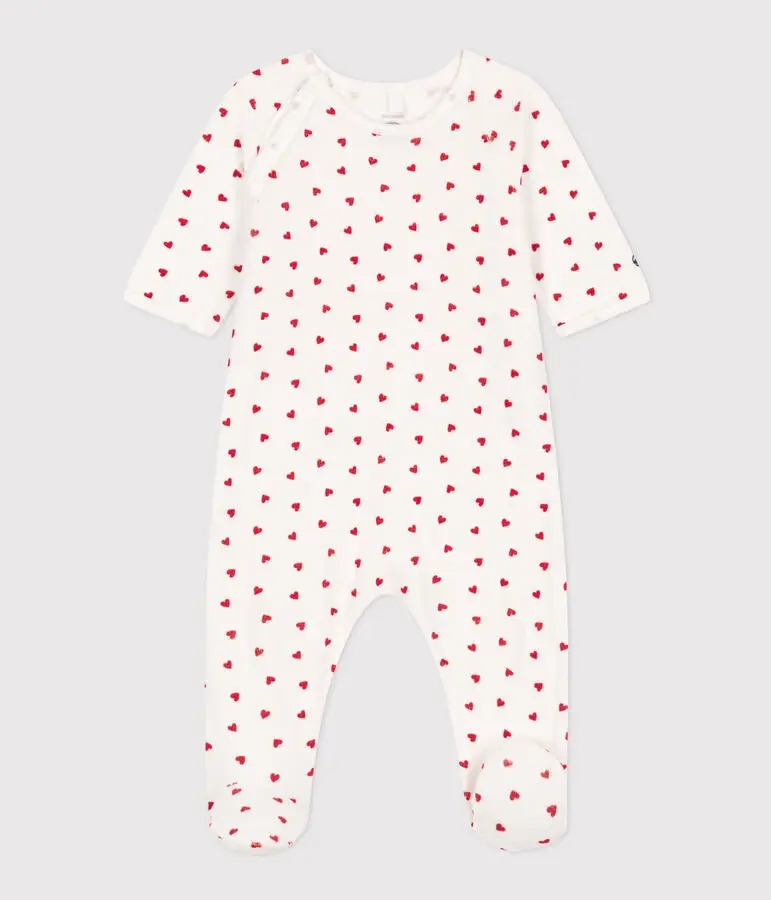 PETIT BATEAU Pyjama bébé en velours cœurs