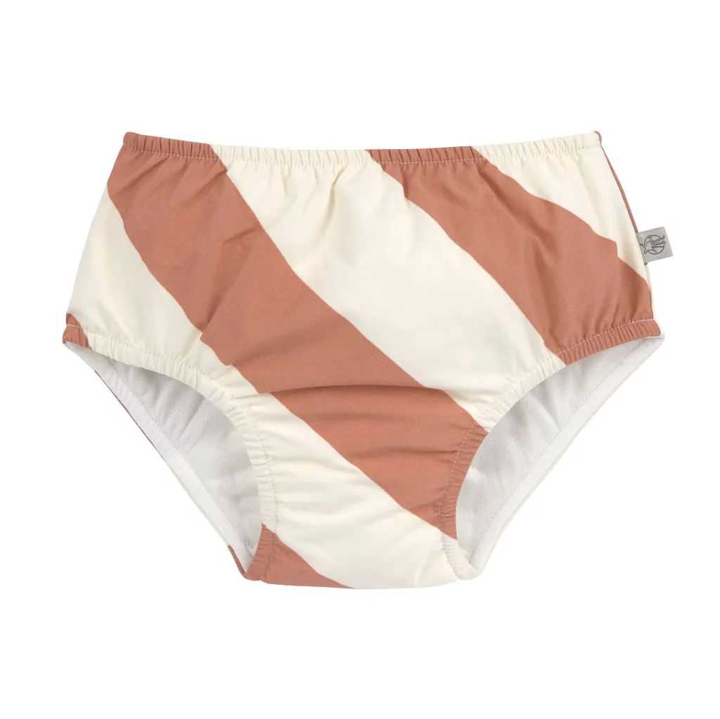 LASSIG Maillot de bain couche bébé - Rayures, Marron Blanc (3 à 6 mois)