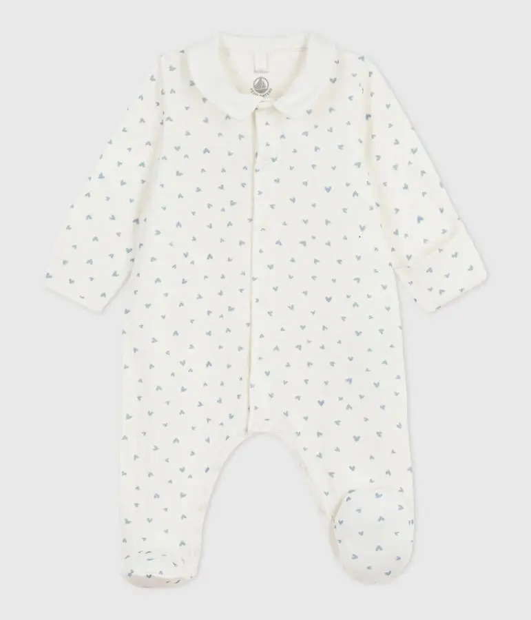PETIT BATEAU Pyjama bébé en tubique à col imprimé cœurs