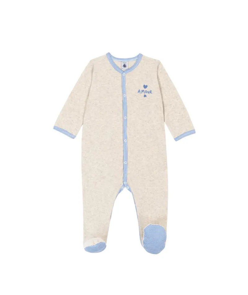 PETIT BATEAU Pyjama bébé en velours uni