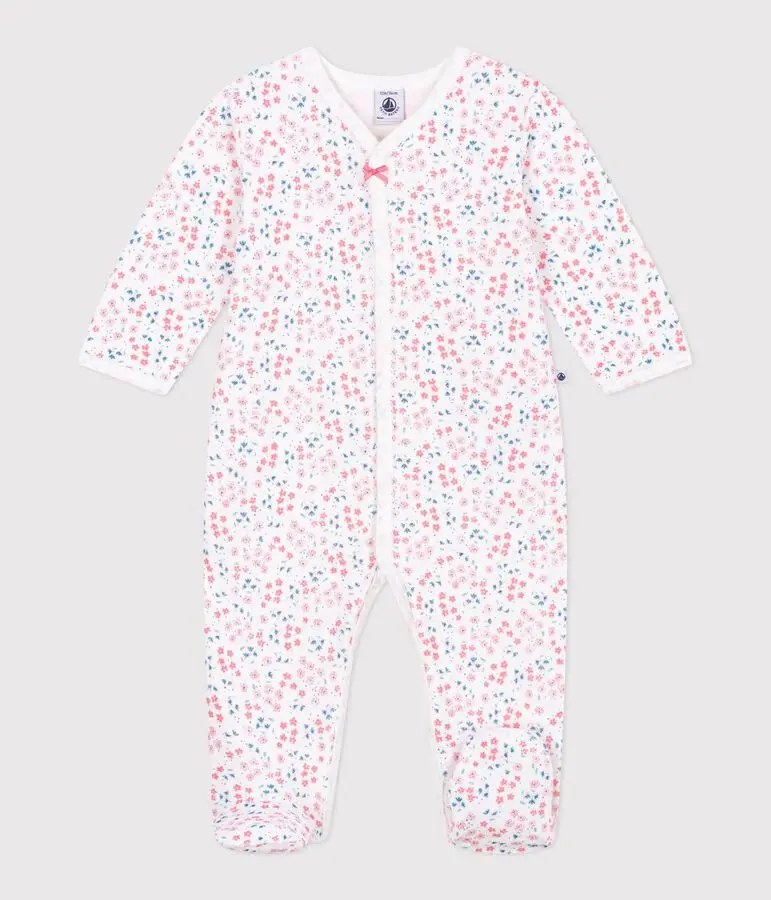 PETIT BATEAU Pyjama bébé en velours imprimé fleuri (3 mois)