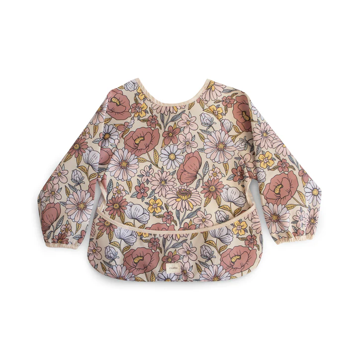 MUSHIE Bavoir longues manches (fleuri)