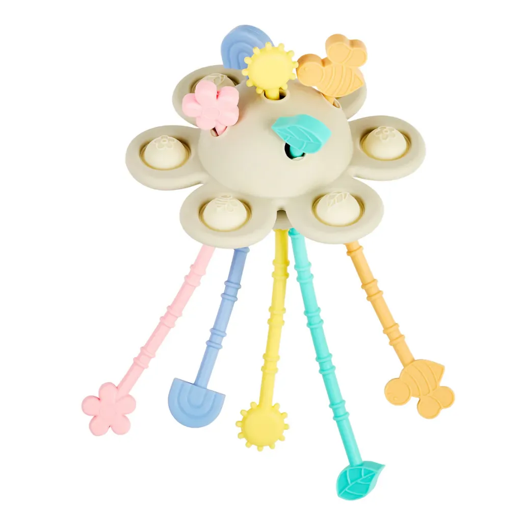 NATTOU Jouet Montessori pour bébé en silicone - 20 cm - Multicolore