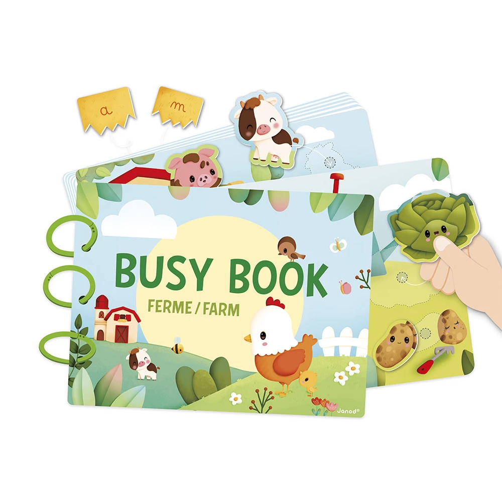 JANOD Busy-book Ferme en carton (Français/Anglais)