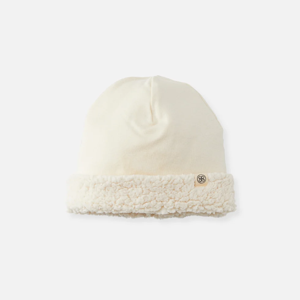 CLOBY Bonnet teddy beige (réversible) 0-6mois