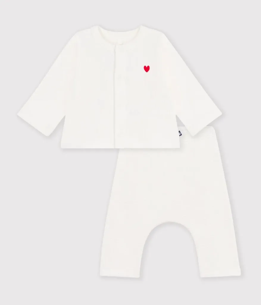 PETIT BATEAU Ensemble bébé en coton brodé poitrine uni