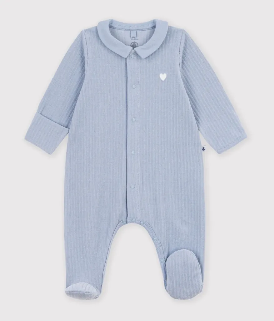 PETIT BATEAU Pyjama bébé en velours avec col uni