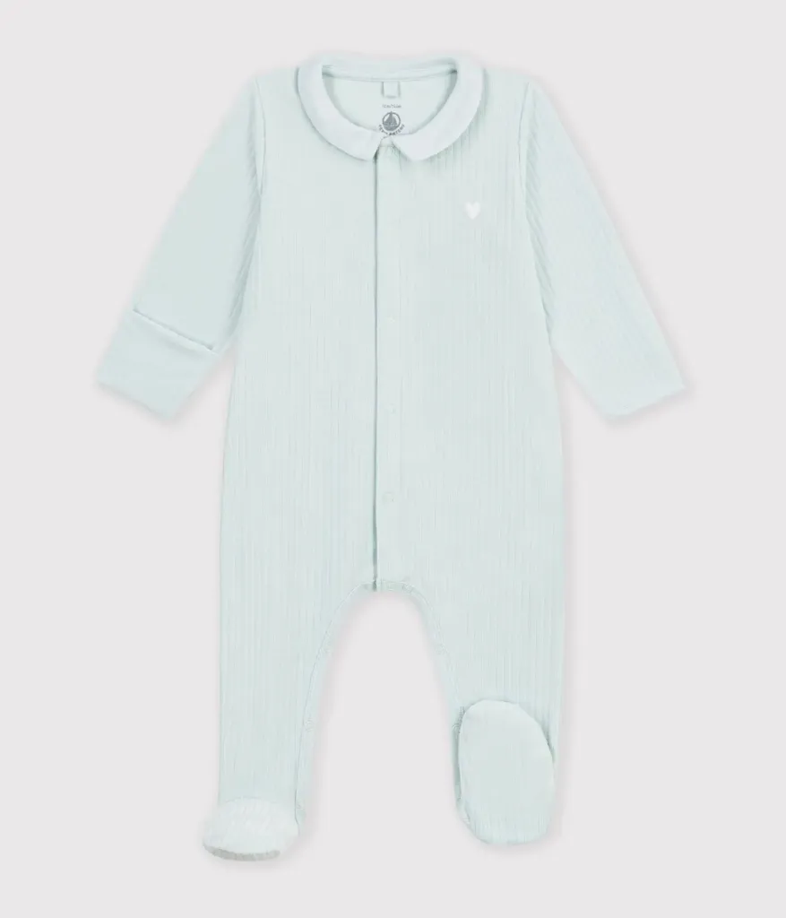 PETIT BATEAU Pyjama bébé en velours avec col uni