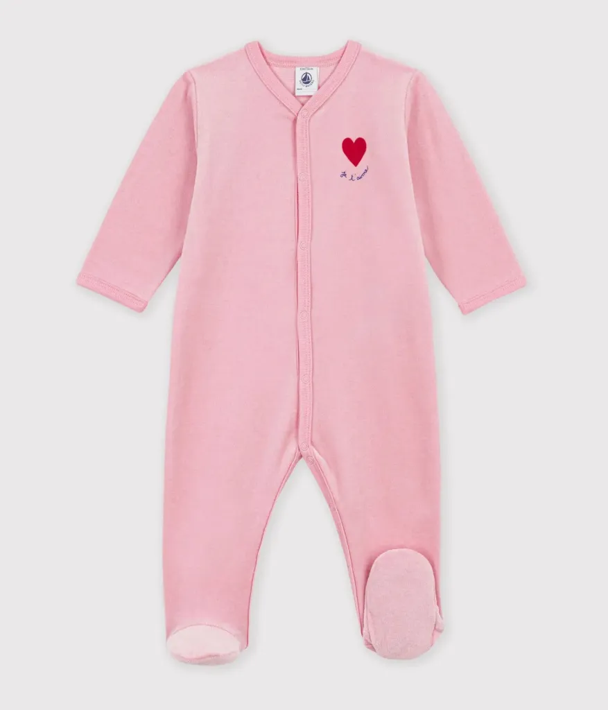 PETIT BATEAU Pyjama bébé en velours uni avec motif