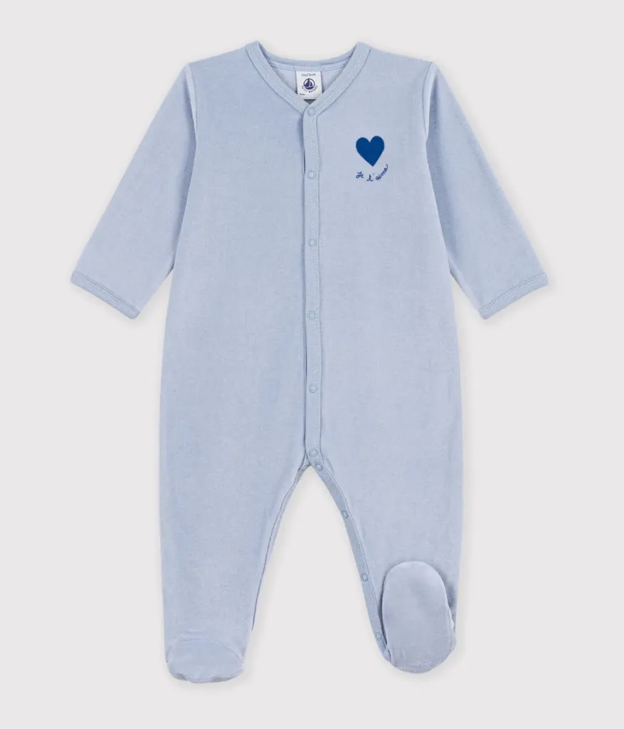 PETIT BATEAU Pyjama bébé en velours uni avec motif