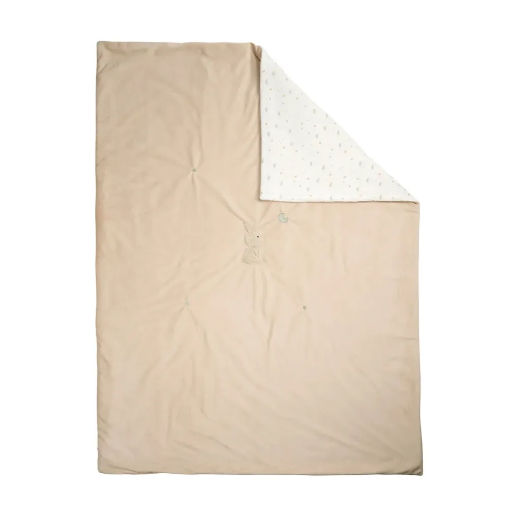NATTOU LouLou Couverture Bébé Lapin - Plaid Doux pour Lit Bébé - 100 x 135 cm - Sable